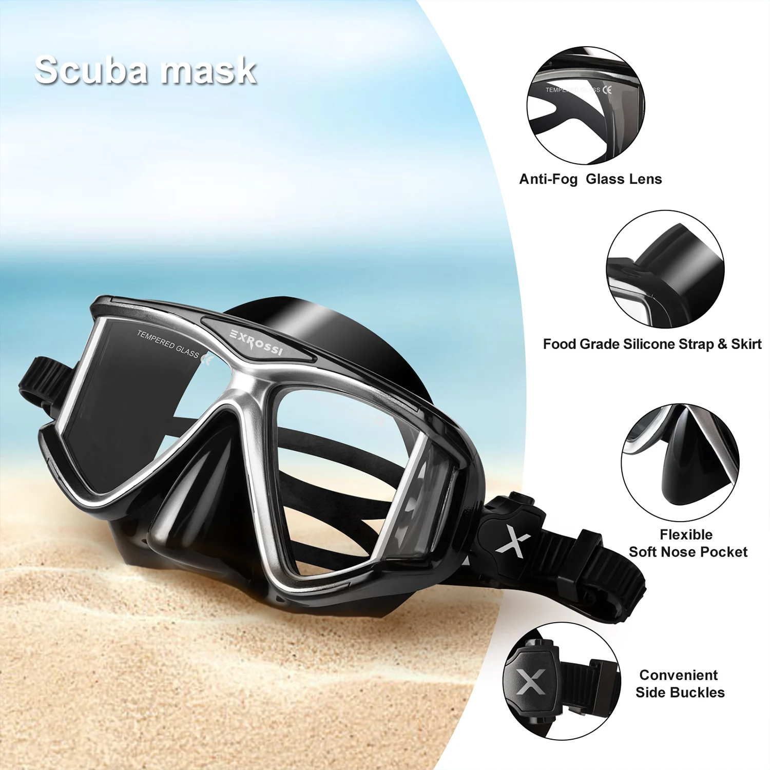 _ Маска для подводного плавания и дайвинга взрослых маска противотуманные очки