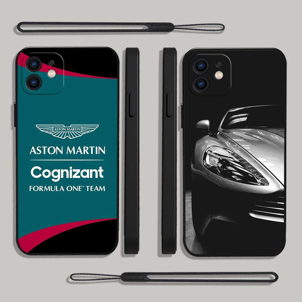 

Aston Martin Sport Car Phone Case For iPhone 14 13 12 11 Pro Max Mini X XR XS MAX SE20 8 7 Plus Silicone Cases with Hand Strap