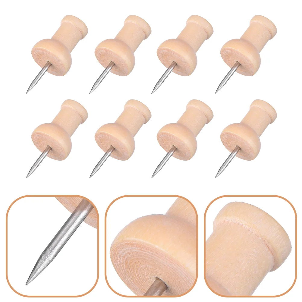 

120pcs Wooden Push Pin Cork Boards Fixators Thumb Tacks with Metal Point