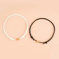 tulx 2pcs handmade heart shape charm bracelet thin black white rope thread string bracelets for men women couples jewelry