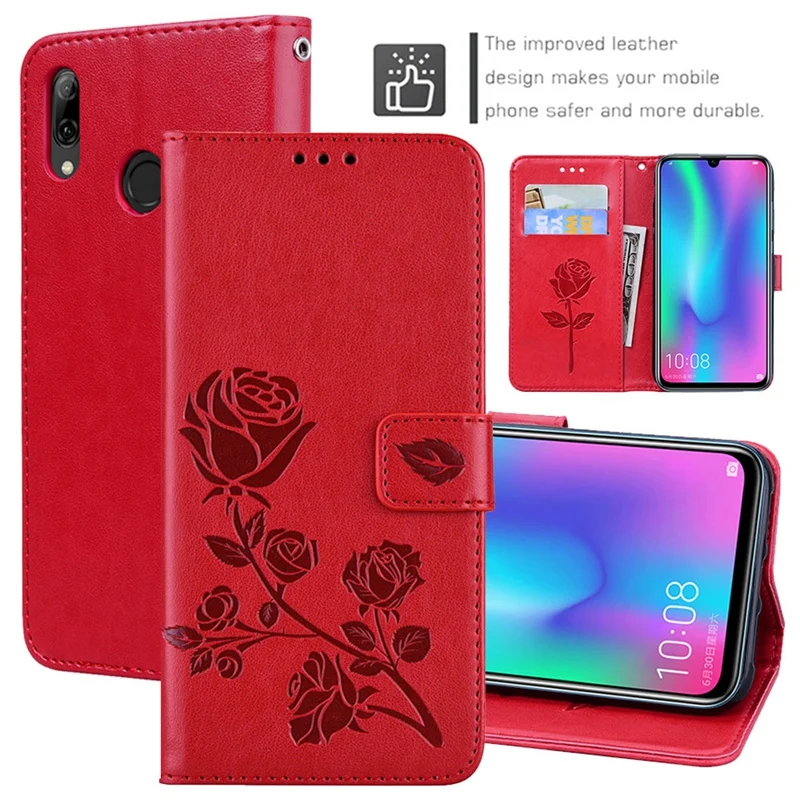 

Embossed Rose Leather Flip Cover for Huawei Honor 50 50 Lite 30 20 10 Lite Wallet Case for Honor X8 10i 9X 9A 9C 8A 8S 8X 8C 7A