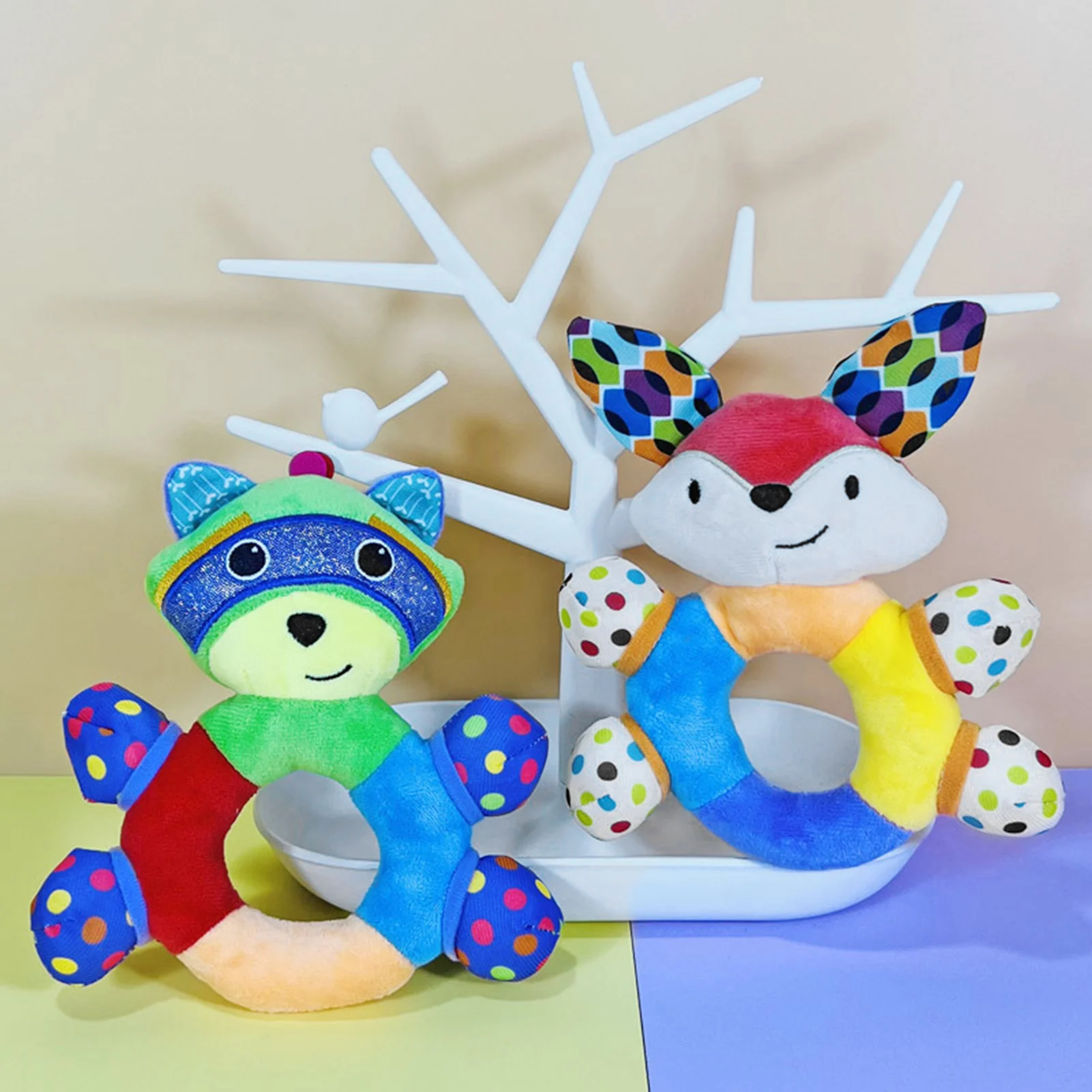 Cartoon Animal Baby Plush Rattle Hand Bell Toy Baby Toys 0-12 Months Infant Toddler Newborn Early Educational Mobile Toys Gifts