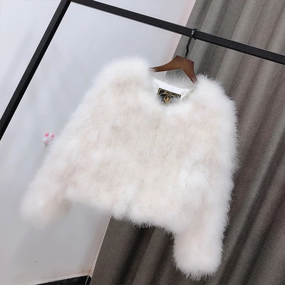 New Women Candy Color Ostrich Real Fur Coat lady  Casual Short Jacket Parka winter coat women  faux fur coat