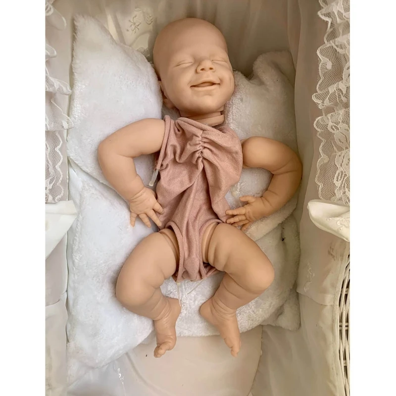 

22" Unpainted Silicone Reborn Dolls Kits with Cloth Body DIY Your Own Sleeping Newborn Baby Dolls Boy Girl Accessories Blank