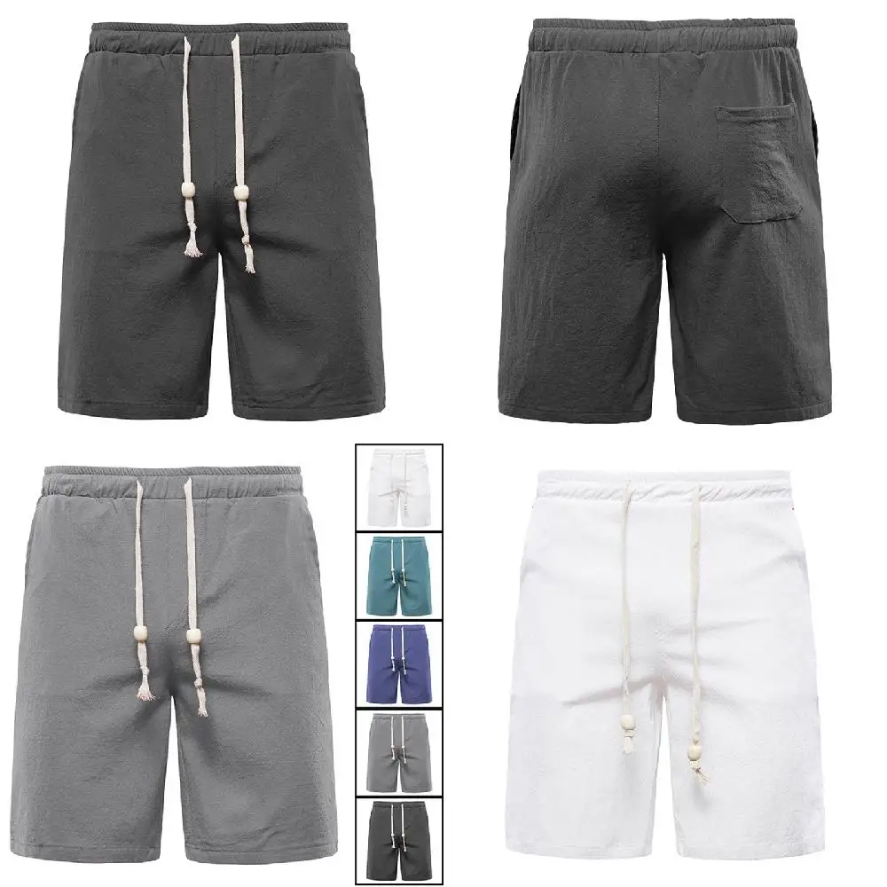 

Gorgeous Solid Color Loose Fit Drawstring Cotton Pocket Sports Shorts For Youth Summer Gym Clearance, Elastic Lace-up Clearance