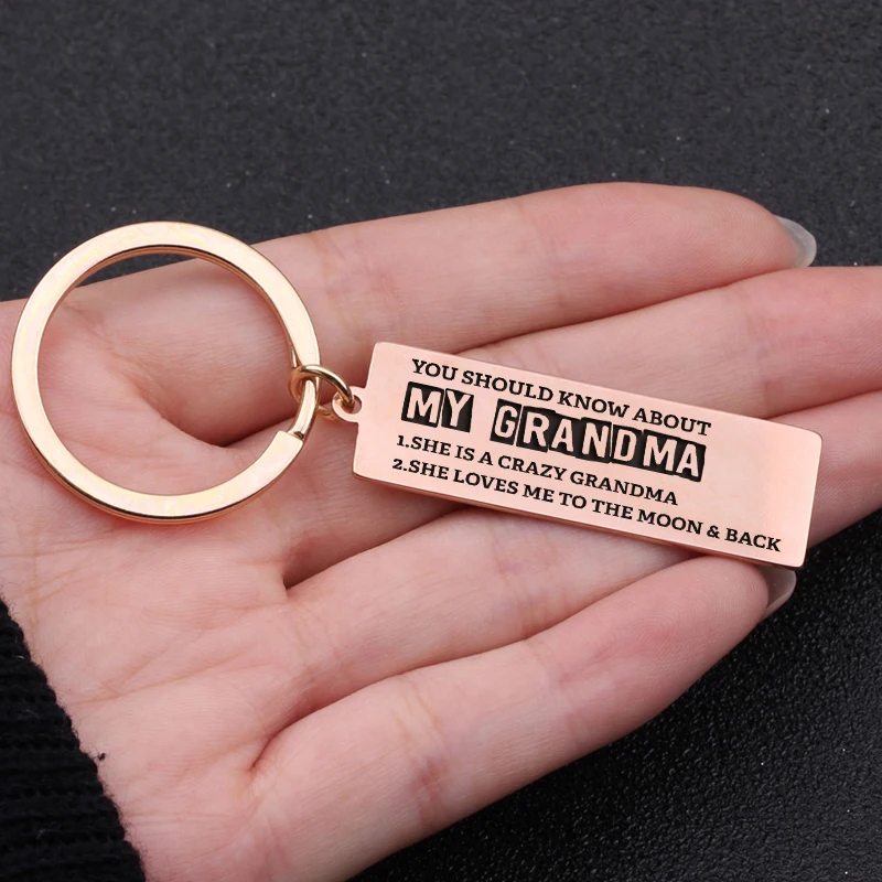 Mother's Day Gift Fashion Charm Keychain YOU SHOULD KNOW ABOUT MY GRANDMA SHE IS A CRAZY And LOVES ME TO THE MOON &amp BACK |
