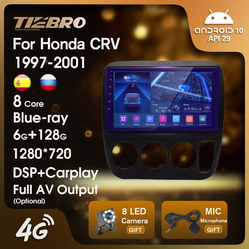 

TIEBRO 2 DIN Android10.0 For Honda CRV CR-V 3 1997-2001 Car Stereo Receiver Radio Automotive NO DVD Multimedia Blue-ray Screen