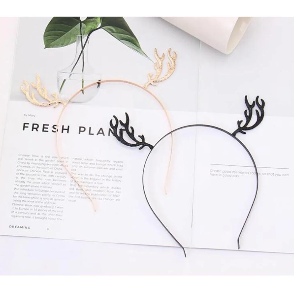 

3pcs Christmas Party Hair Metal Antler Headband Headdress Party Favors Supplies (Coffee)