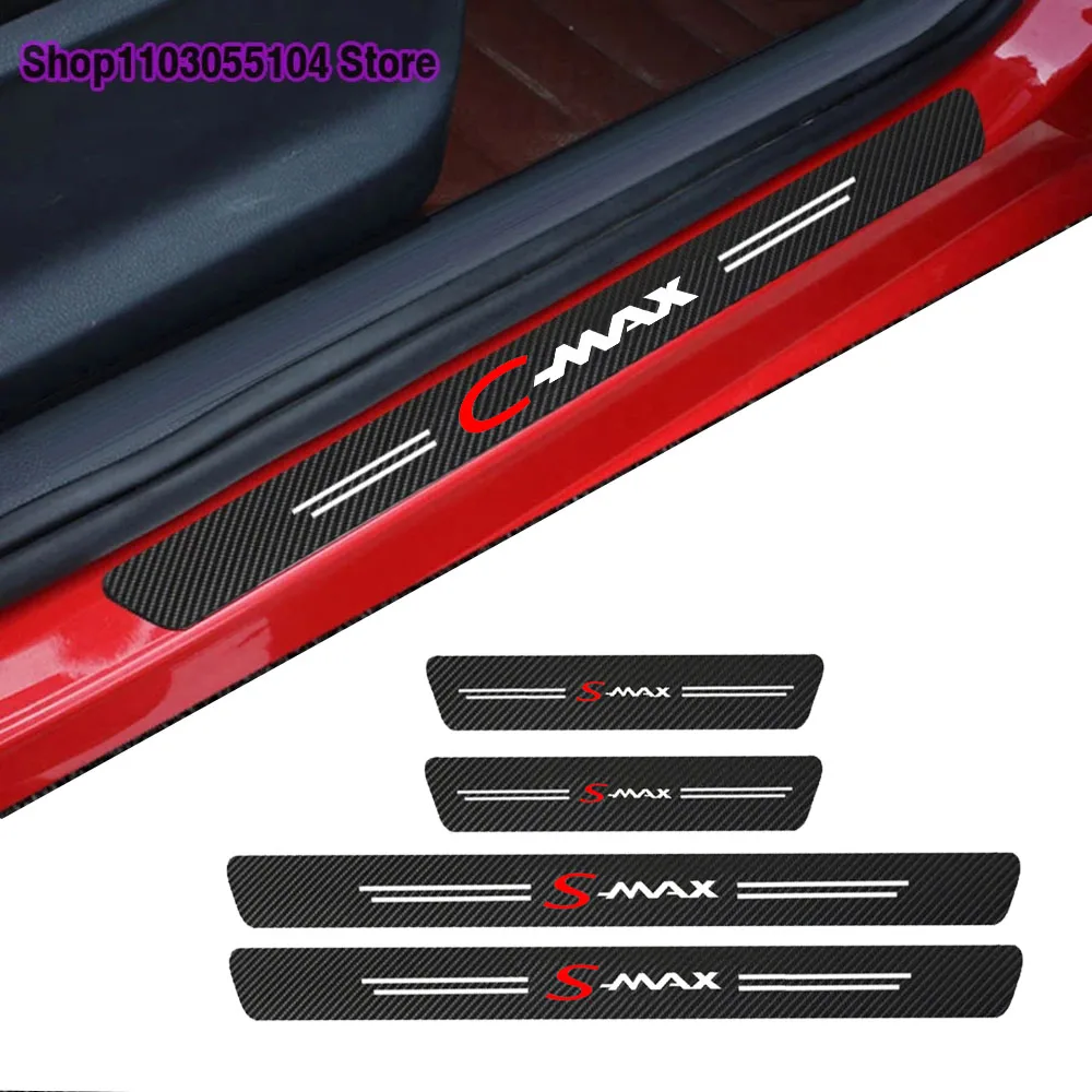 Фото 4 шт. наклеек на пороги автомобиля из углеродного волокна для Ford BMAX B-MAX CMAX C-MAX SMAX S-MAX MK1 MK2 MK3 №1