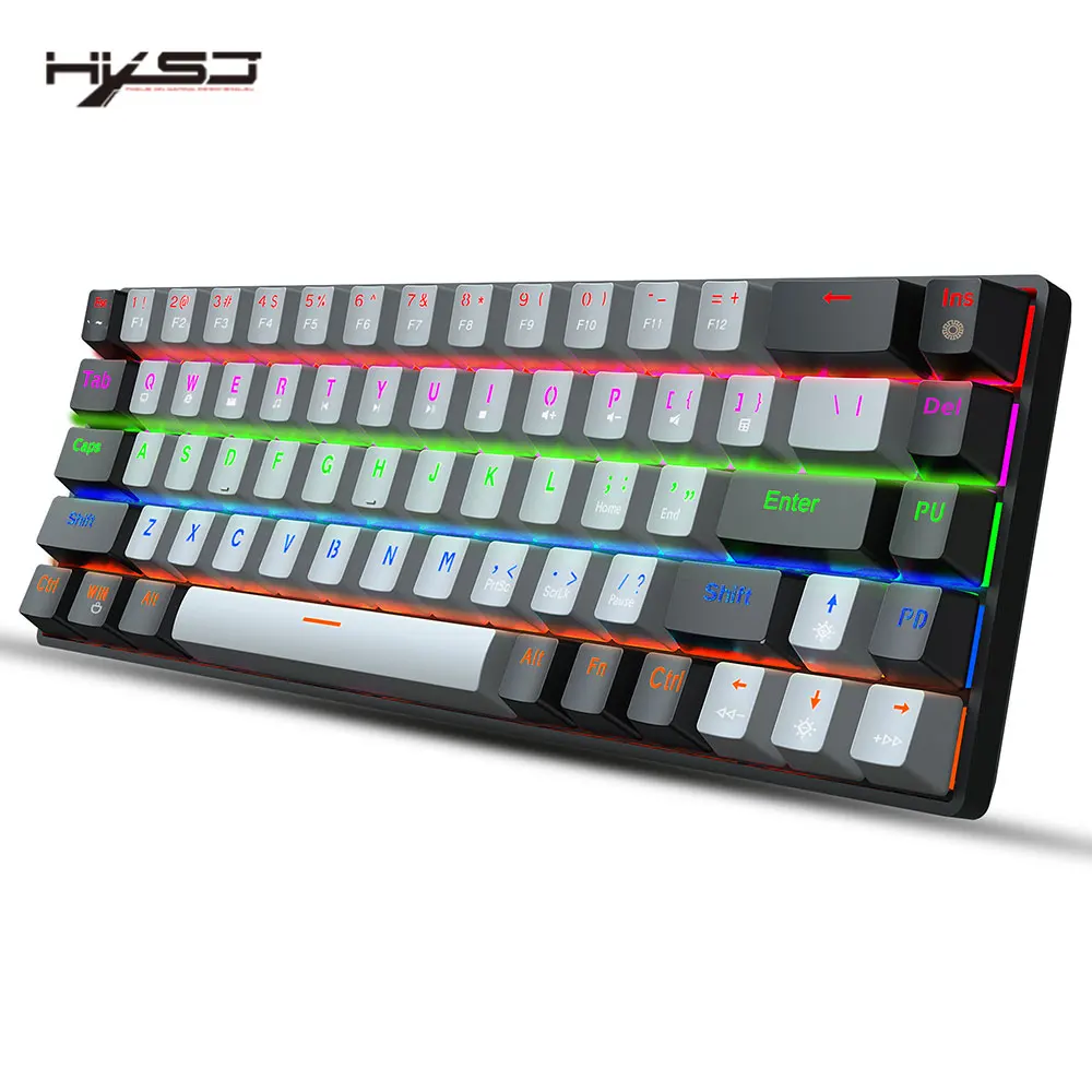

HXSJ V800 Wired Mechanical Keyboard 68 Keys RGB Gaming Keyboard with Detachable Type-C Blue Switch/Red Switch Keyboards for PC