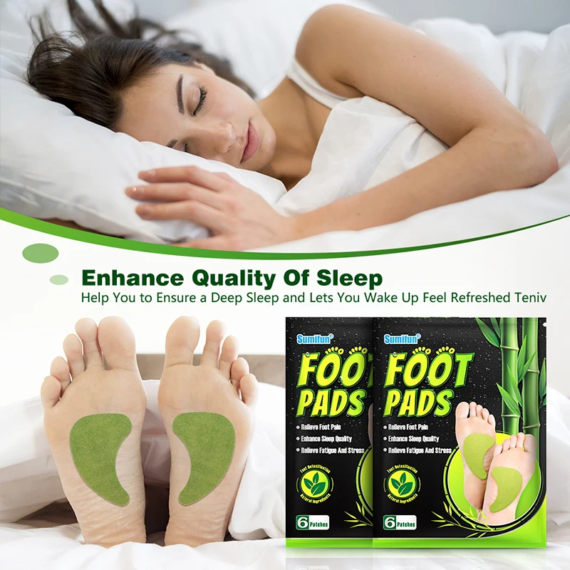 

6pcs Remove Body Toxins Detoxify Pain Relief Effective Plant Based Foot Care Improve Sleep Detox Foot Patches Bamboo