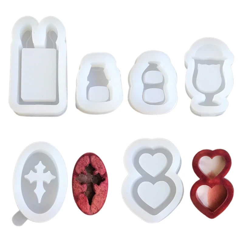 

E0BF Rabbit Ears Phone Love Ornament Resin Casting Silicone Mold Woman Keychain Decor Pendant Mold for DIY Crafts