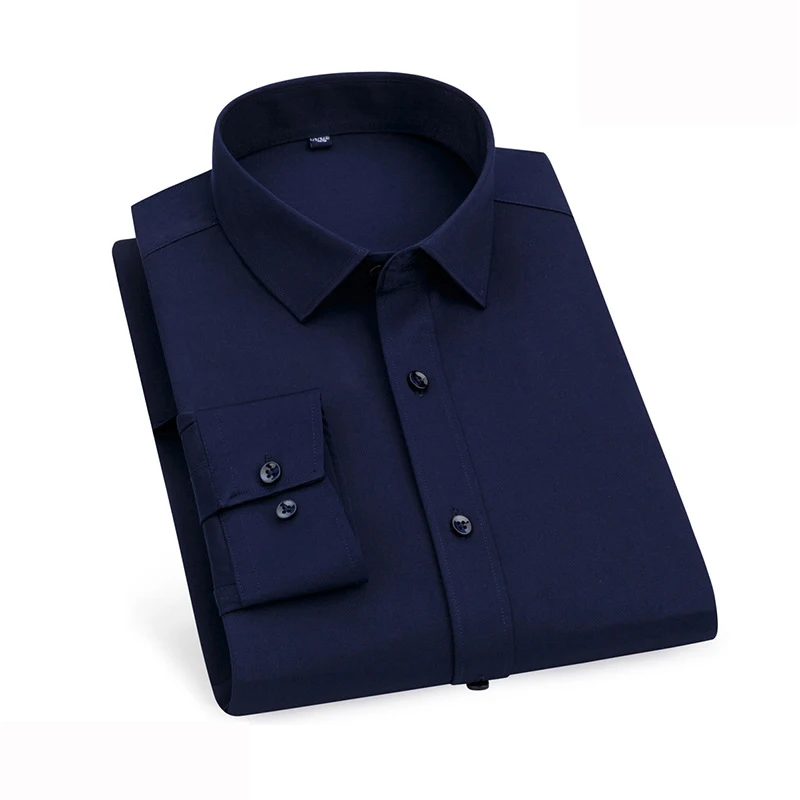 EUOW 2022 Fashion Fiber Elastic Men Suit Shirt Summer New Solid Color Long Sleeved Tops Professional Wear Tooling Casual Shirts