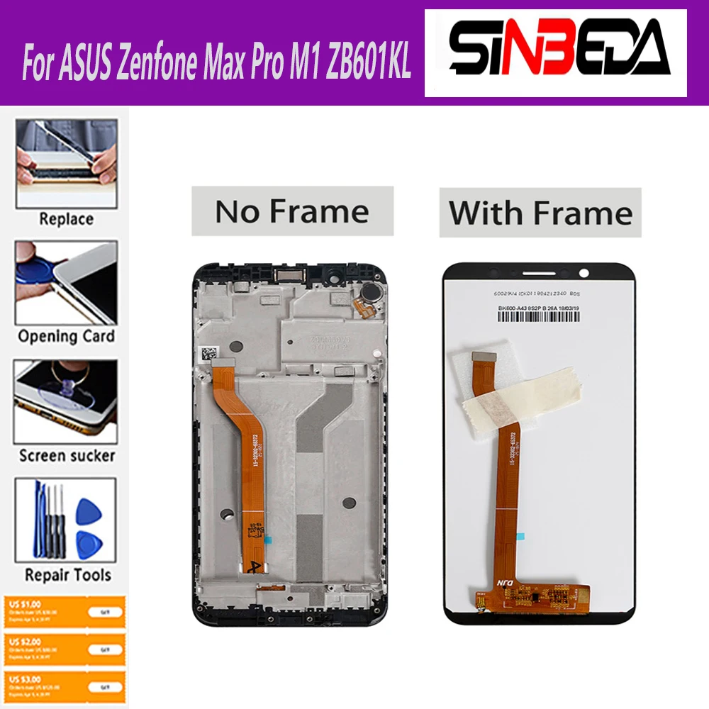 

5.99" LCD For ASUS Zenfone Max Pro M1 ZB601KL ZB602KL LCD Display Touch Screen Digitizer Assembly Replacement ZB601KL ZB602KL