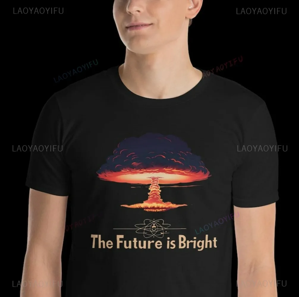 Фото Хлопковые футболки «Будущее ярко» Ядерная бомба Fall Out Explosion World Peace Niche Design Sense A Nuclear-free World Unisex №1