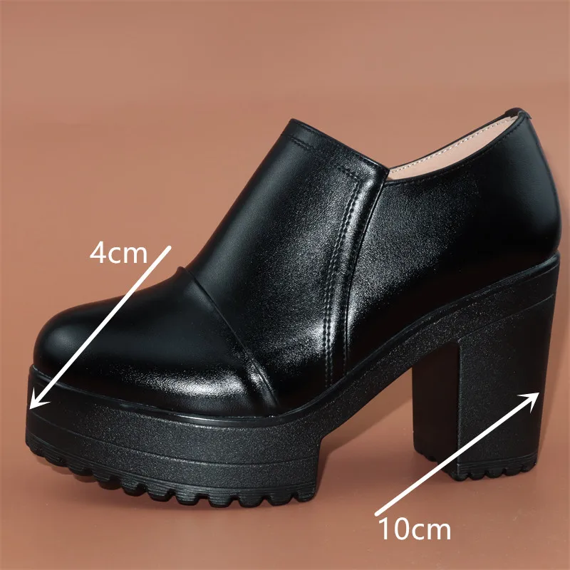 Plus Size 32-43 Deep Mouth Block Heel Platform Pumps Women Shoes 2023 Fall High Heels Shoes Ladies Office Shoe Black