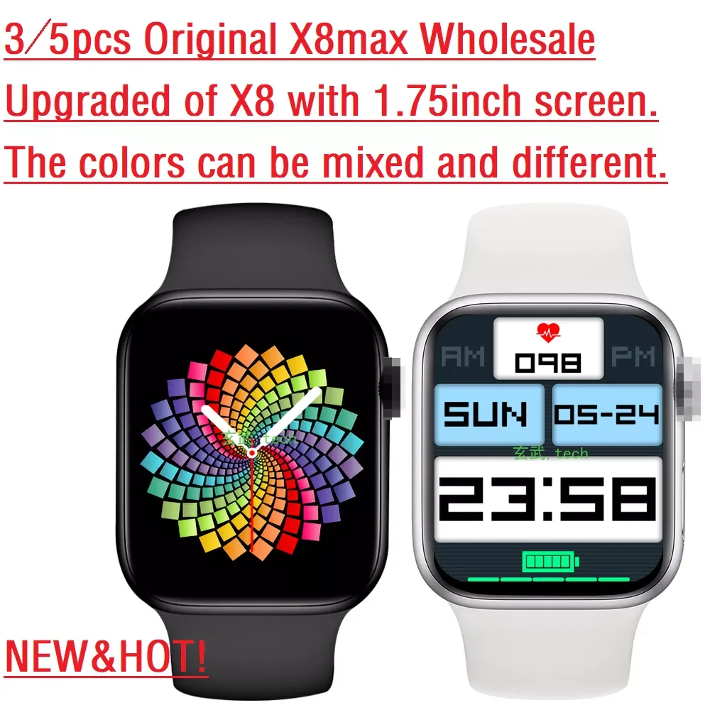 

NEW IN Original X8 Max Wholesale Smart Watch X8max SmartWatch 1.75inch Dialing Bluetooth Music Sports SleepMonitoring Heart-rate
