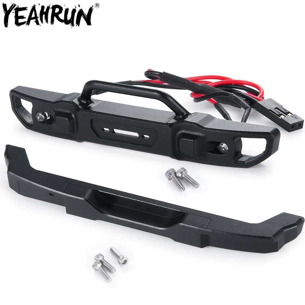 

YEAHRUN Front Bumper with LED Light Rear Bumper Mount For 1/24 Axial SCX24 AXI00006 RC Crawler Car Upgrade Parts
