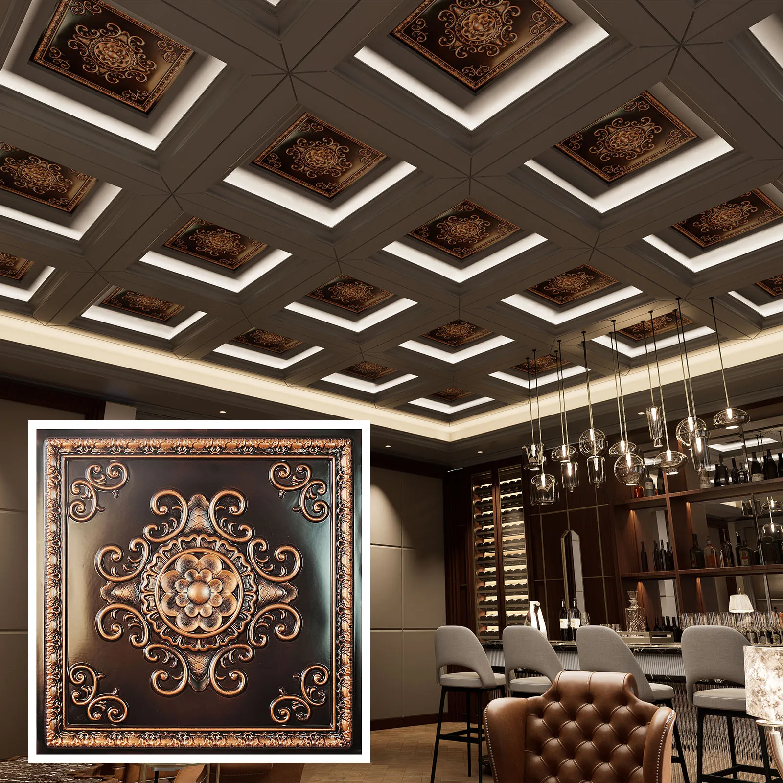 Декоративная 3D плитка для потолка PAINTSDECOR PL08