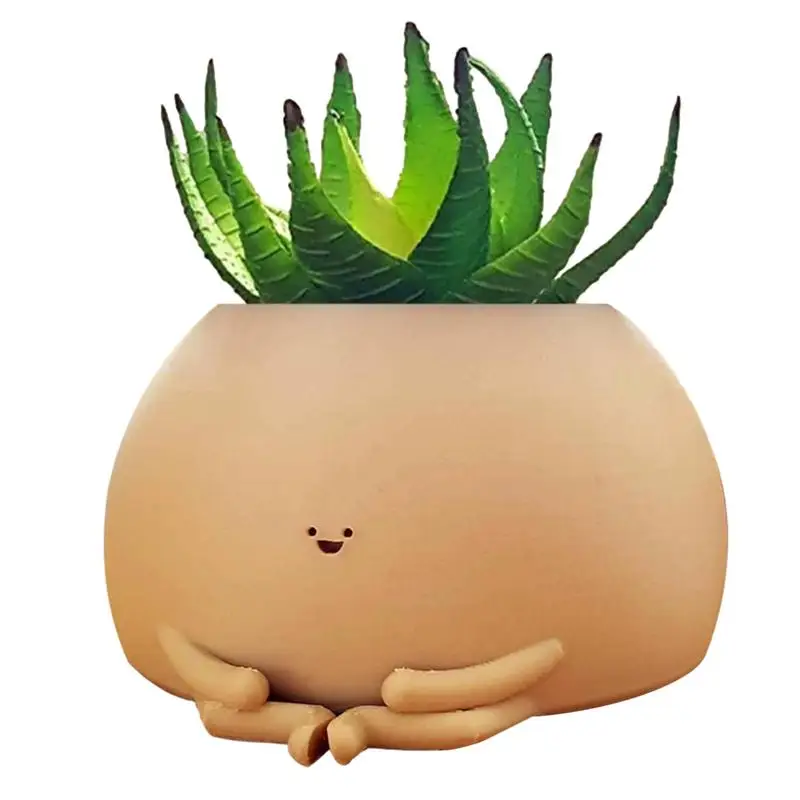 

Creative Face Flower Pots Super Cute Succulent Flowerpot Resin Seated Yoga Pose Flower Pots Tabletop Art Statue Potted Ornaments