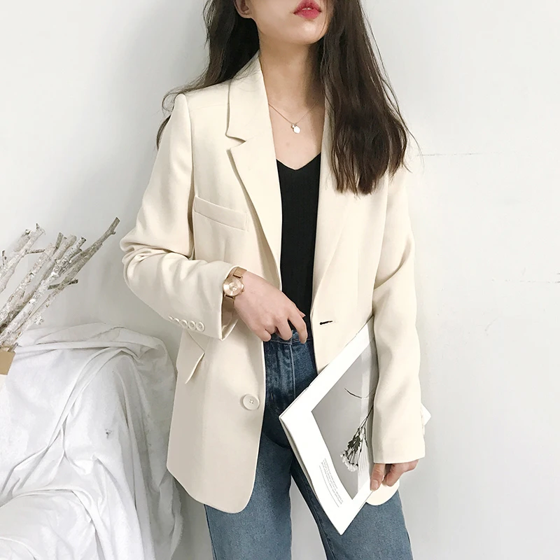 Elegant White Casual Blazer Jacket Korean Women Autumn Office Lady Black Blazer Female Work Suit Coat Ladies Slim Outerwear 2022