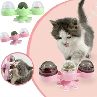 360 rotation natural catnip ball windmill cat toy kitten chewing edible treating cleaning teeth teasing supply puzzle turntable