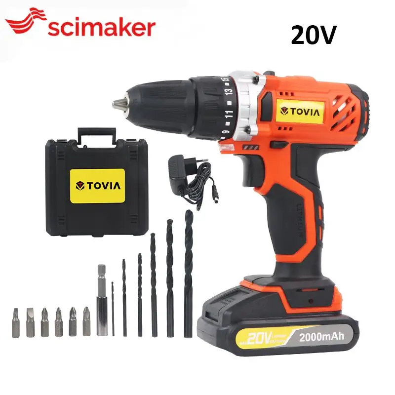 

Scimaker 12V 20V Cordless Drill Power Tools Mini Wireless Drills Rechargeable Drill Set for Electric Screwdriver Battery