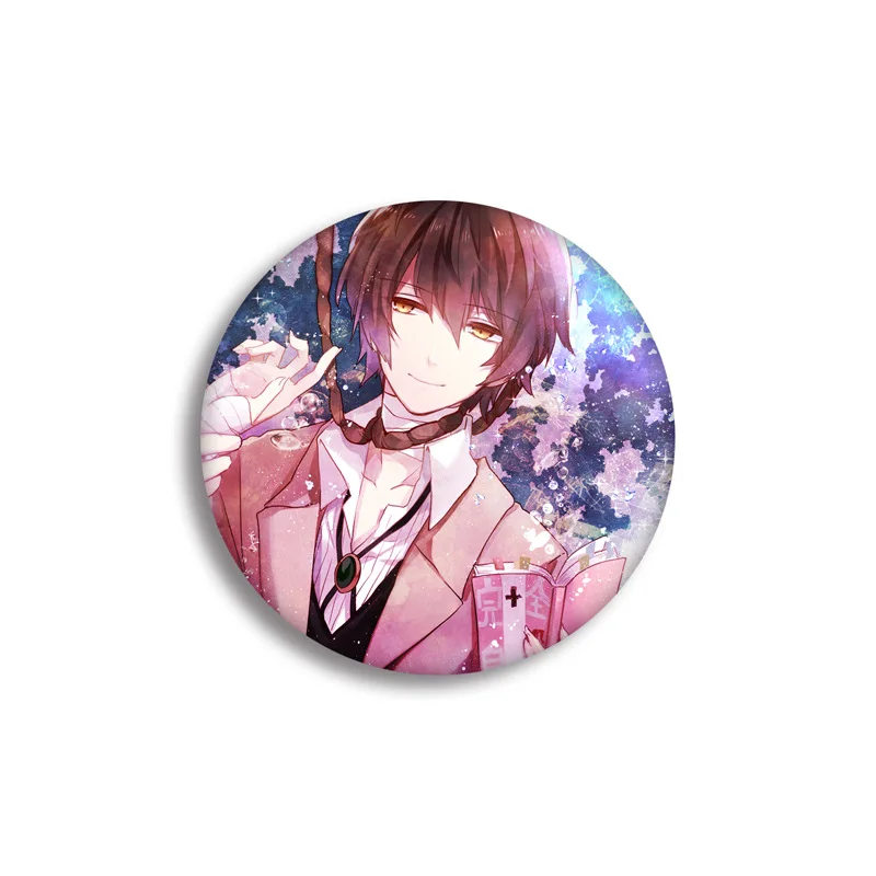 24pcs/lot Bungo Stray Dogs badge Classic Japanese anime brooch 58mm metal circular pin backpack clothing decoration student gift
