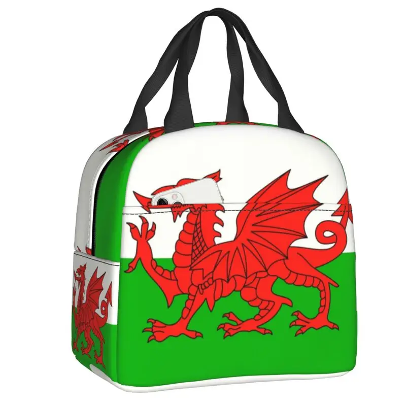 Wales Flag Insulated Lunch Bag for Women Waterproof Welsh Red Dragon Thermal Cooler Lunch Tote Office Picnic Travel
