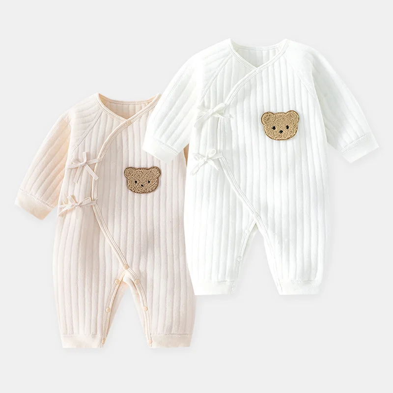 

100% Cotton Long Sleeve One Piece Baby Outfit Cute Bear Toddler Boys Girl Baby Knitting Rompers Spring Autumn Newborn Jumpsuit