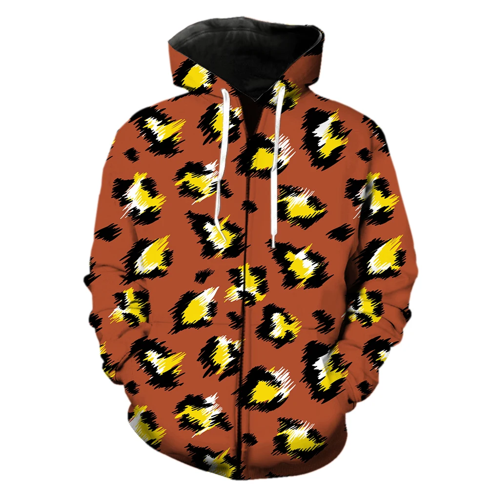 

Animal Fur Texture Men's Zipper Hoodie Cool 3D Print Teens Harajuku With Hood Jackets Long Sleeve Fashion Hip Hop Tops Casual