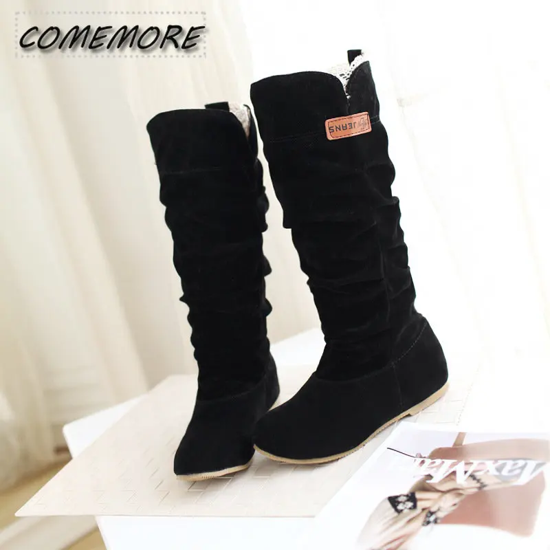 

Женские ботинки средней длины, женские ботинки больших размеров с кружевным крючком, повседневные ботинки без застежек с круглым носком