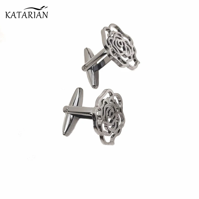 

High Quality Cufflinks Rose Pattern Cuff Links For Mens French Shirt Cuffs Button Wedding Jewelry