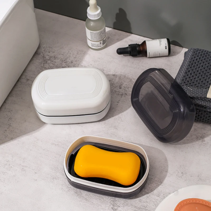 

2-Layer Soap Box Container with Lid Portable Travel Soap Holder Bathroom Dish Plate Case For Soap Bathroom Storage Cover Tools