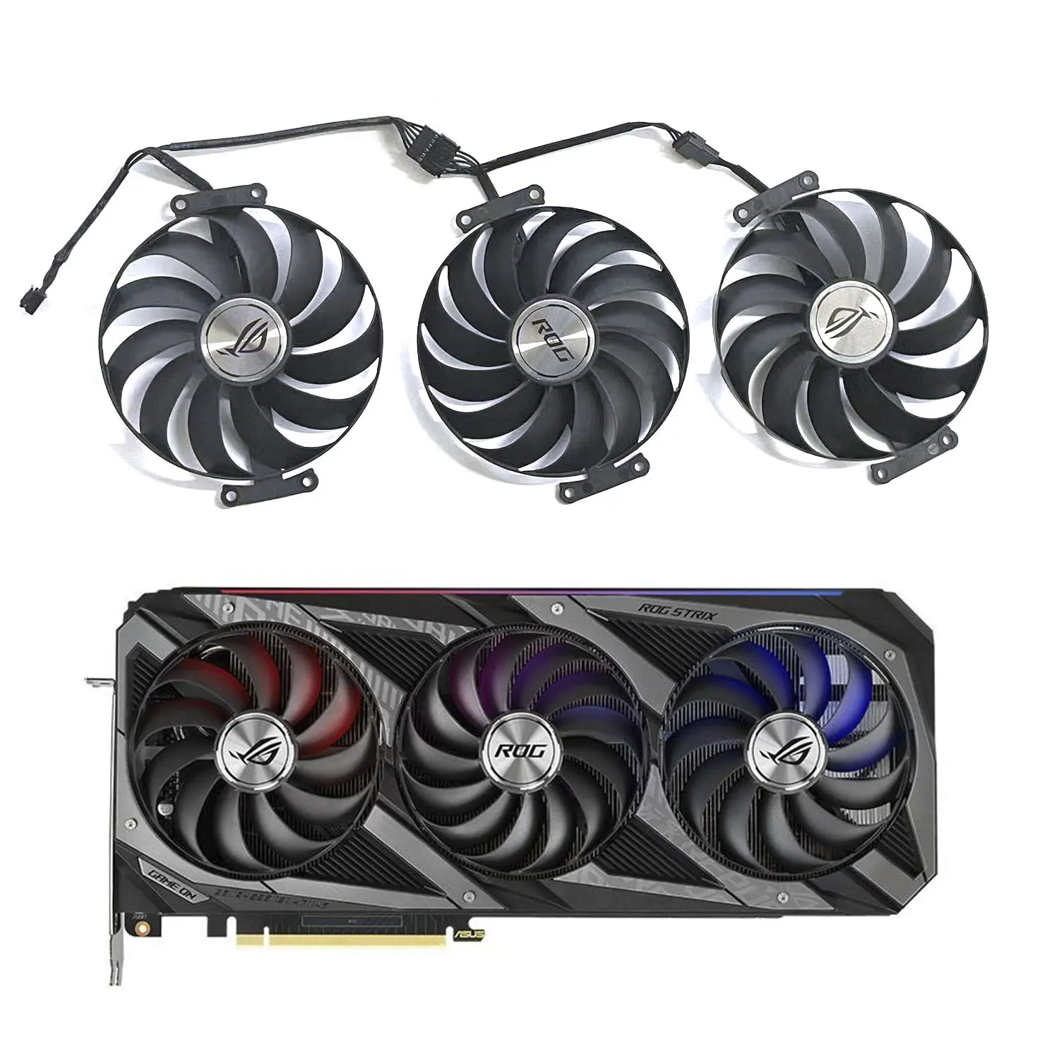 Фото Вентилятор для видеокарты ASUS ROG Strix GeForce RTX 3080 3070 3090 3060Ti 3070Ti 3080Ti RX 6700 6800 №1
