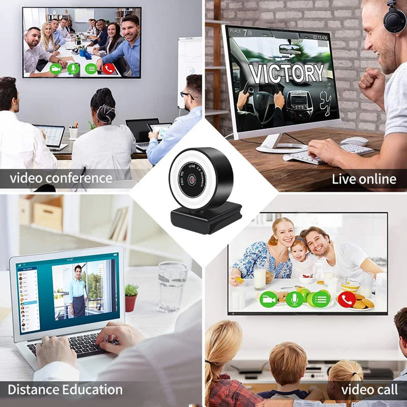 Веб-камера с микрофоном и светодиодной подсветильник кой 2K Full HD | Компьютеры офис