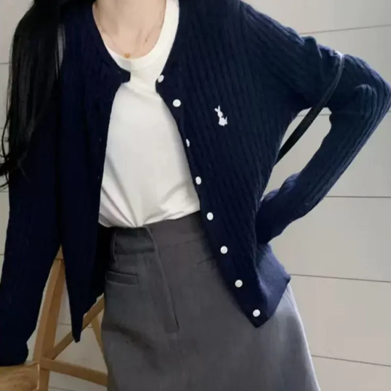 Вязаный кардиган с вышивкой для женщин весенний студенческий стиль ретро-модный