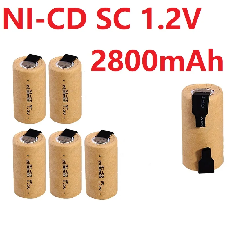 

Nickel-cadmium Rechargeable Battery NI-CD SC 1.2V 2800mAh SUBC with Solder Blade Screwdriver Electric DrillPowerToolProfessional