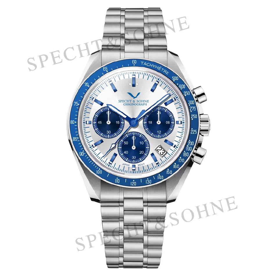 

Luxury Brand Specht&Sohne New Multifunction Chronograph Watch For Men 42MM Stainless Steel Sapphire Glass 5 Bar Montre Homme