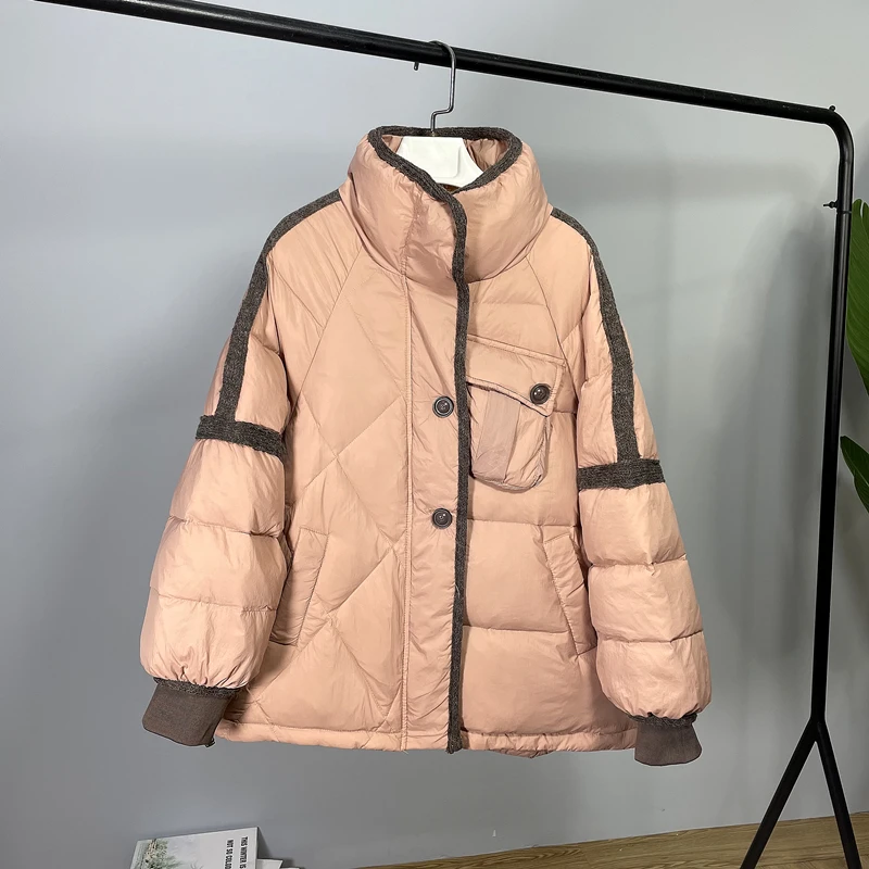 2022 Autumn Winter New Down Jacket Women's Short White Duck Down Coats Loose Niche Design Versatile Temperament Warm Parkas