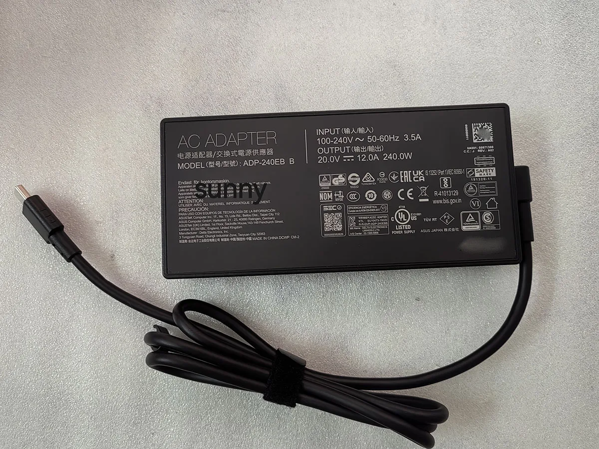 Фото OEM ADP-240EB B 0A001-00971300 20 В 12 А прямоугольный адаптер переменного тока Conn 240 Вт для ASUS TUF Gaming A16 (2024) FA608 FA608WV RTX4060 №1
