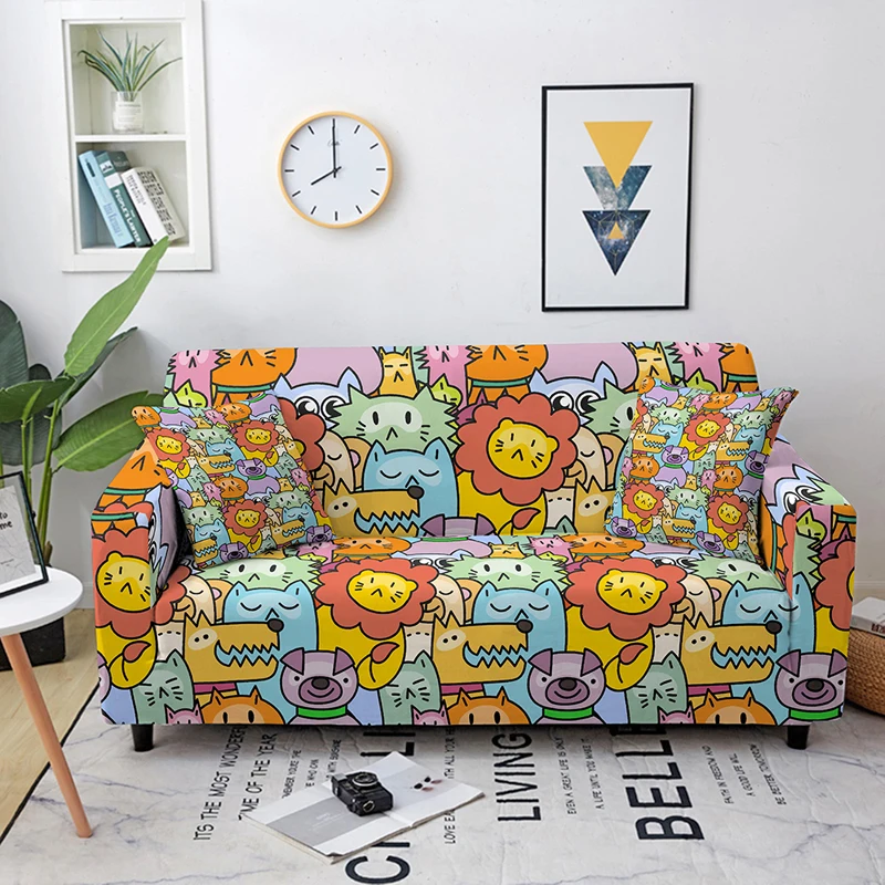 

Чехол для дивана с рисунком животных, коров, сердец