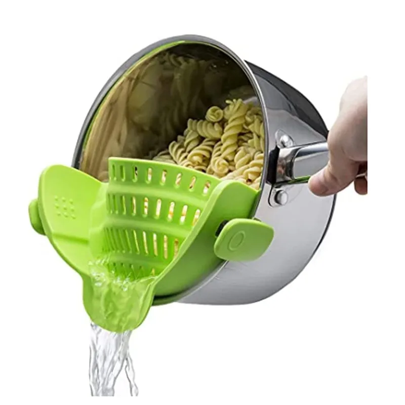

New Silicone Colanders Kitchen Clip on Pot Strainer Drainer for Draining Excess Liquid Univers Draining Pasta Vegetable Cookware