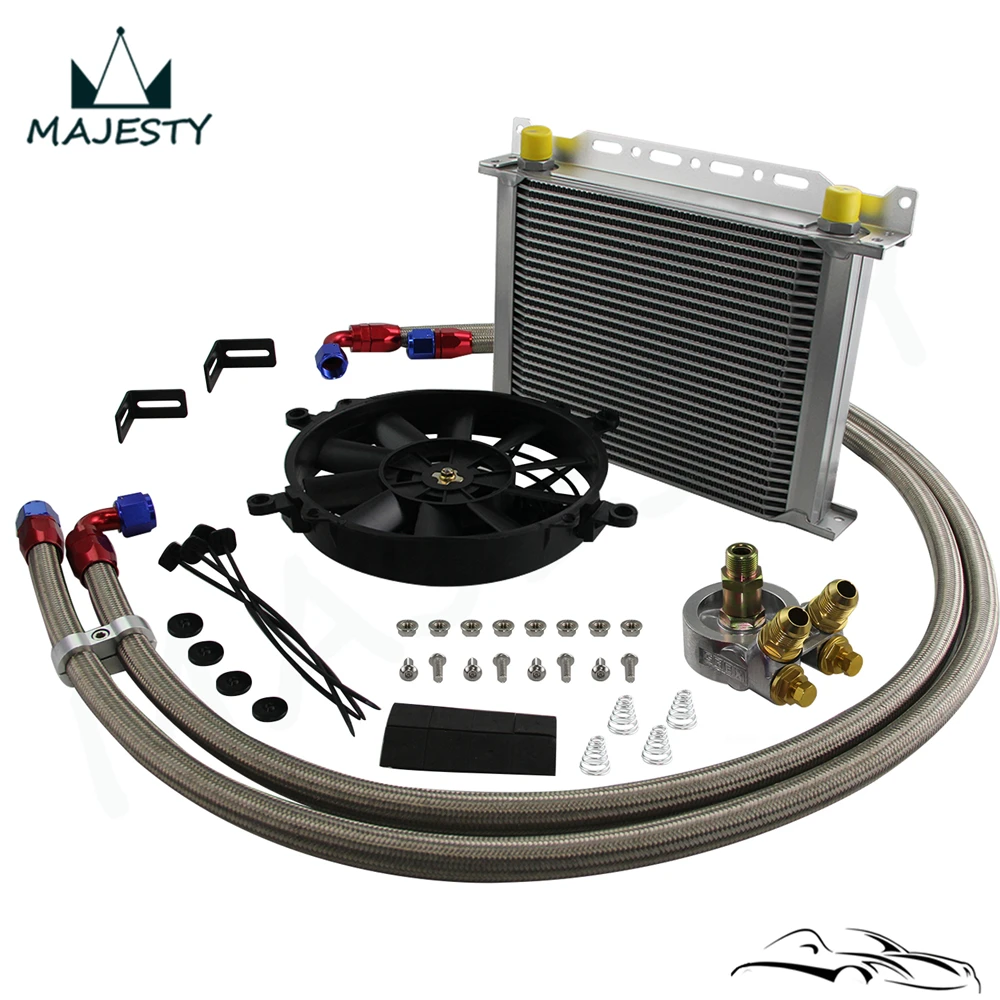 

Масляный радиатор двигателя 28 рядов AN10 британского типа + Адаптер фильтра термостата M20 * 1,5 80 градусов в комплекте