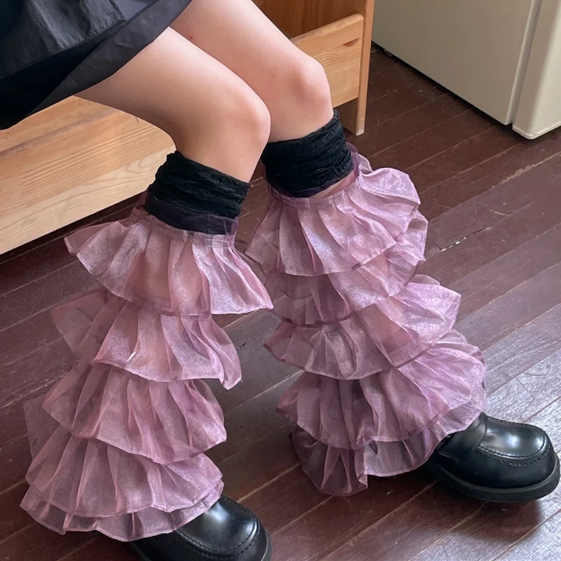 Y2K Lace Ruffles Leg Warmers Stockings for Women Girls Sexy Knee High Socks Lolita Thigh High Stockings Harajuku Jk Accessories