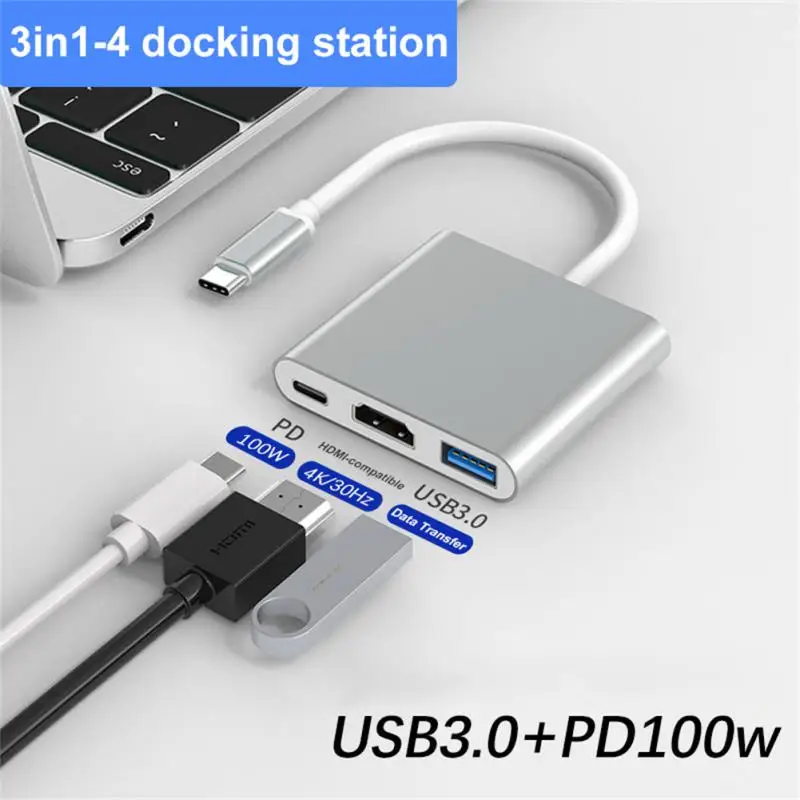 

Type-c Hub Smart Adapter Usb Splitter Usb 3.0 Adapter 4k Hd 3 In 1 Usb C To -compatible Usb C To -compatible Splitter