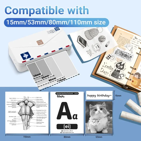 Портативный принтер Phomemo M04AS, миниатюрный термопринтер, беспроводной Bluetooth-принтер для этикеток без чернил, карманный, 300dpi, совместим с 110 мм