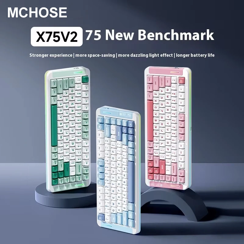 Беспроводная механическая клавиатура MCHOSE X75 V2 RGB трехрежимное подключение Bluetooth
