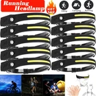 Светодиодный налобный фонарь со встроенным аккумулятором, водонепроницаемый Головной фонарь с датчиком для бега, рыбалки, кемпинга, зарядка через USB, 1-10 шт.