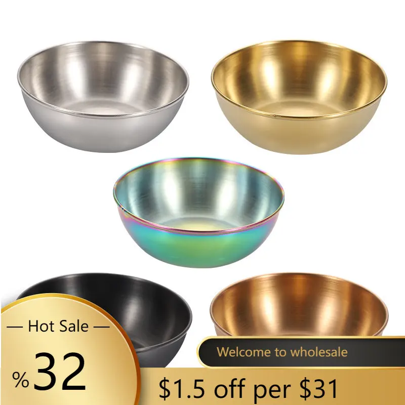 

Round Stainless Steel Seasoning Dish Hot Pot Dipping Bowl Small Food Sauce Cup Sushi Vinegar Soy Saucer Container Appetizer Tray
